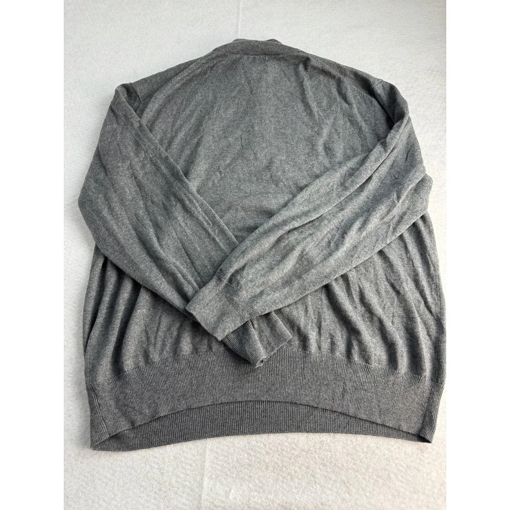 Orvis Sweater Mens XL Gray Cotton Silk Cashmere Quarter Zip Mock Neck Pullover‎